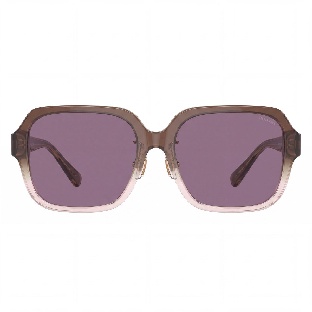 Gafas de sol Coach HC8335F clásicas para hombre, de plástico marrón translúcido, con lentes degradadas en violeta, 56 mm y protección UV, Photo 2