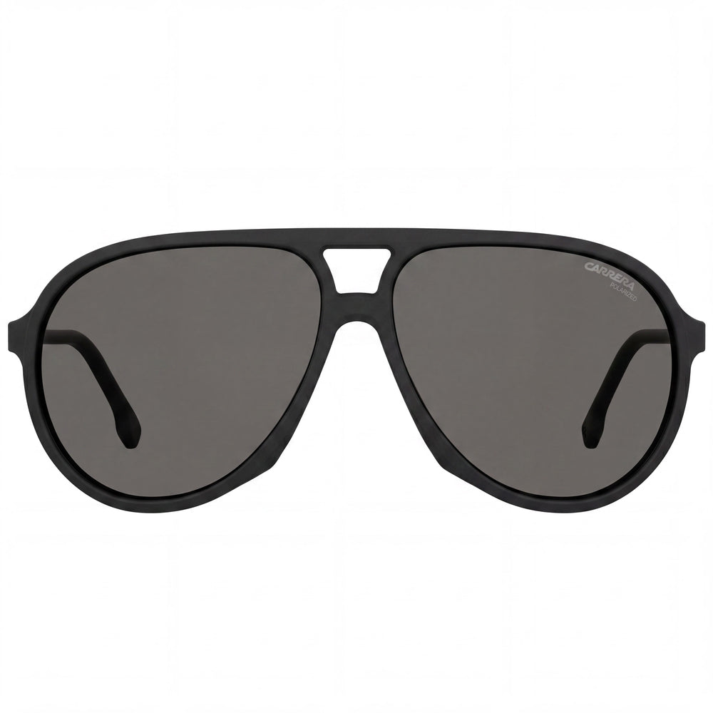 Gafas de sol de piloto Carrera 237/S para hombre - Montura de plástico negro mate, lentes polarizadas grises 61-13-140