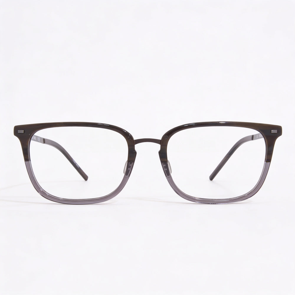 Flexon B2020 Unisex Metal Frame Square Eyeglasses Brown Horn Gradient Silver non-polarized Lenses 55-20-145