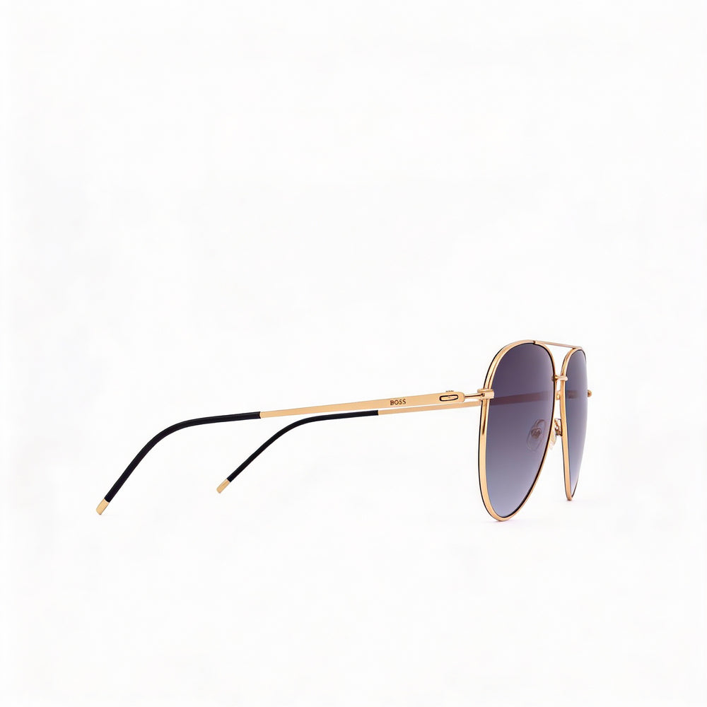 Gafas de sol Hugo Boss Classic para mujer, de acero inoxidable en oro rosa, sin polarizar, color gris oscuro, 60 mm
