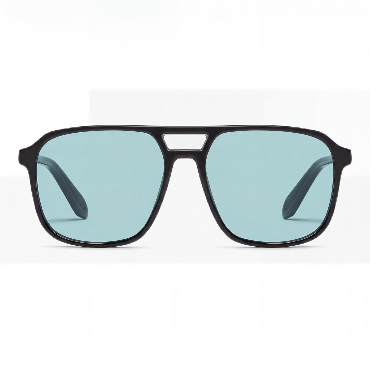 Quay On the Fly Unisex Plastic Retro Navigator Sunglasses, Black/Aqua Frame, Aqua Non-Polarized Lenses 57mm, Photo 2