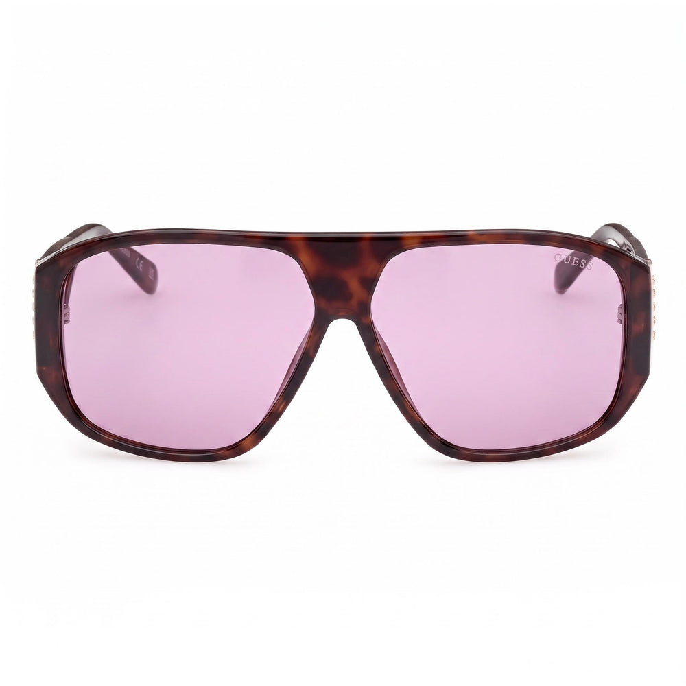 GUESS Moderne Unisex Sunglasses, Dark Havana Plastic Frame, Violet Non-Polarized Lenses, UV 400, 61-11-140