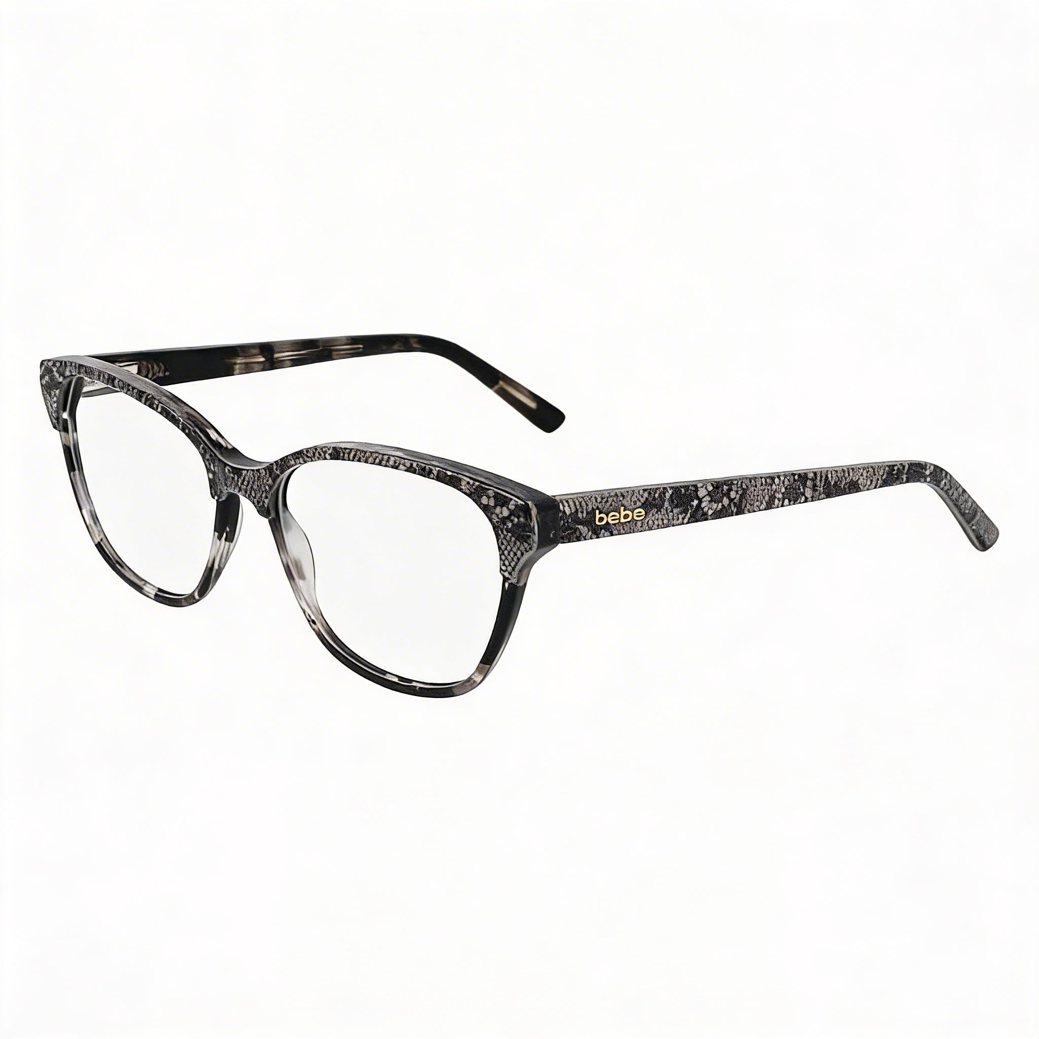 BEBE Bb5220 Gafas ópticas para hombre con montura de acetato de primera calidad, color Jet Lace, 55 mm de ancho de lente, Photo 1