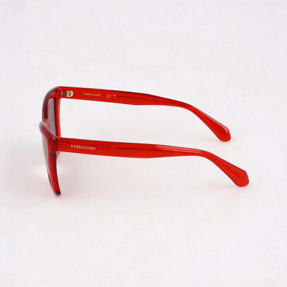 Gafas Ferragamo Sf2039se para mujer con montura de acetato rojo transparente y lentes grises sólidas de 53 mm