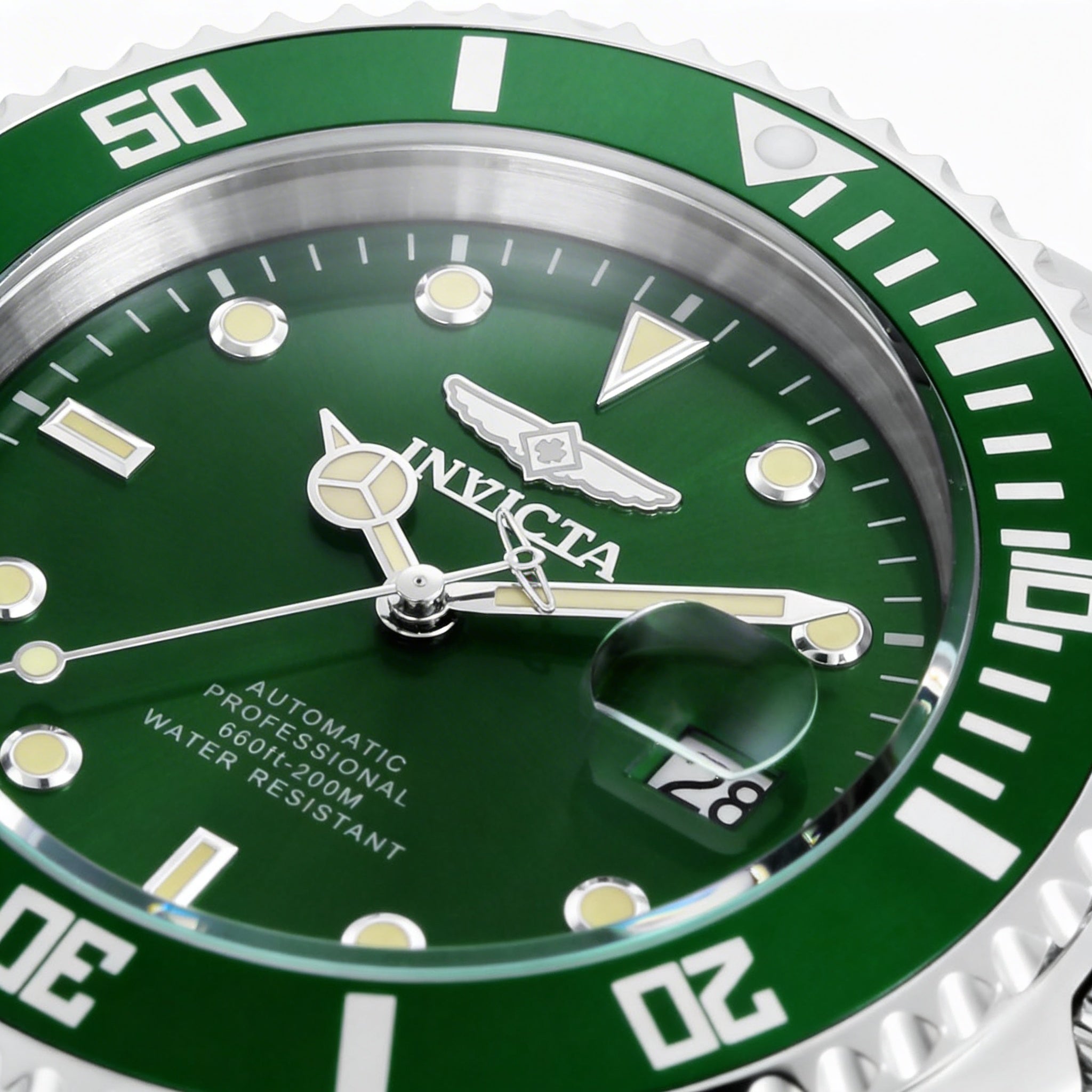 Invicta Men's Pro Diver 35719 Automatic Stainless Steel Green Dial Watch, Glow In The Dark, 47mm, 20 Bar