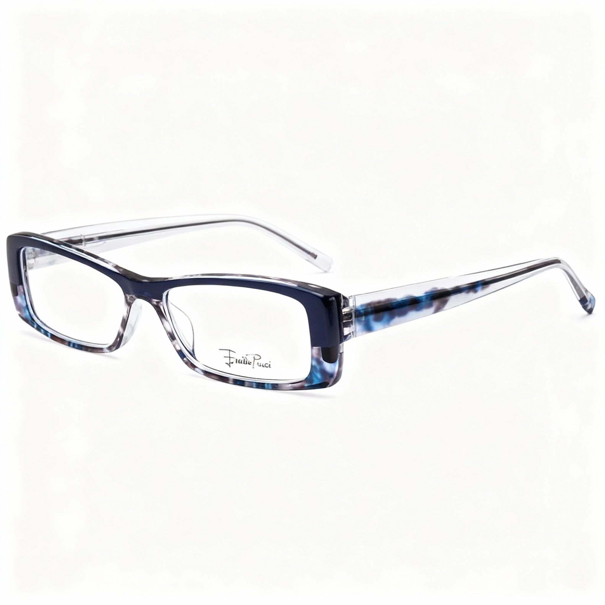 Emilio Pucci EP2651 403 Women's Dark Blue Plastic Rectangle Full Rim Eyeglasses with Clear Lenses 50mm