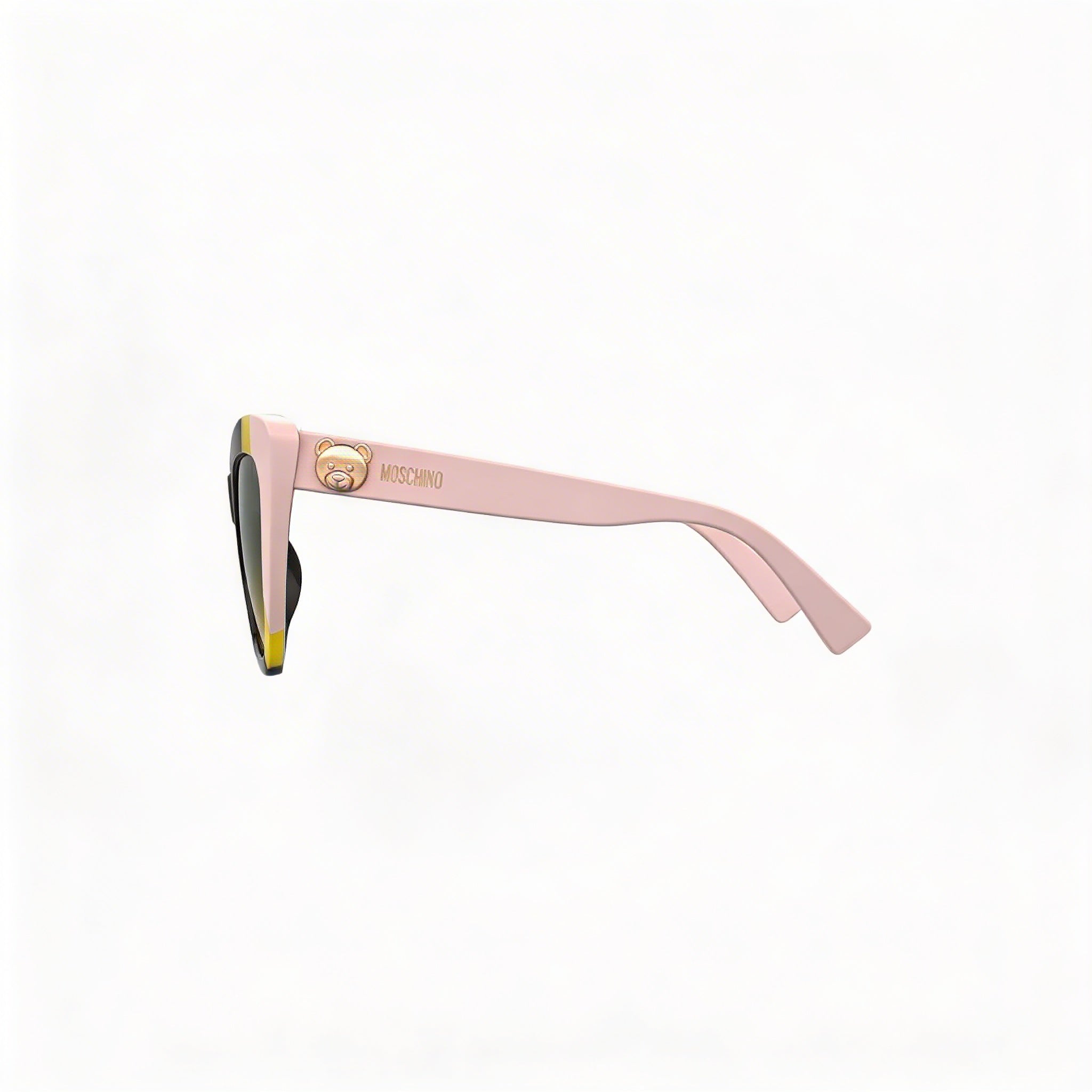 Moschino Mos122/S Women's Cat Eye Plastic Frame Sunglasses with 100% UV Protection, Black Yellow Frame, Grey Shaded Green Lenses 53mm, Photo 3
