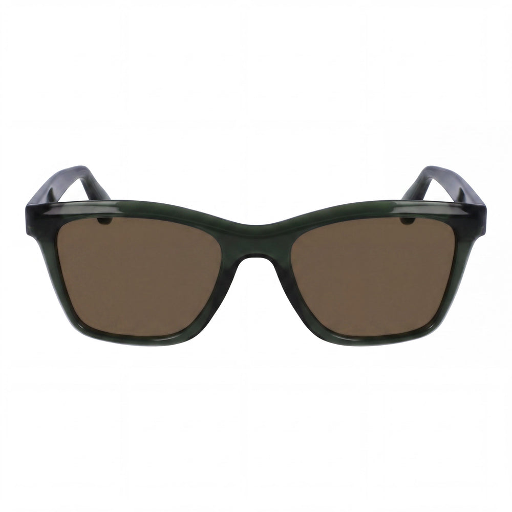 Salvatore Ferragamo SF2001S para Hombre, montura de plástico verde caqui transparente, lentes polarizadas marrones de 54 mm