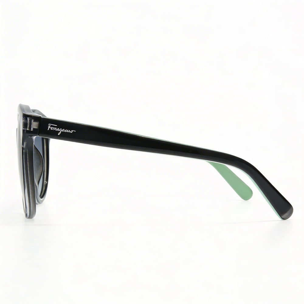 Gafas de sol Ferragamo Classic para mujer, de cristal, negras, verdes, gris degradado, montura de plástico, lentes gris degradado, con protección UV, 53 mm
