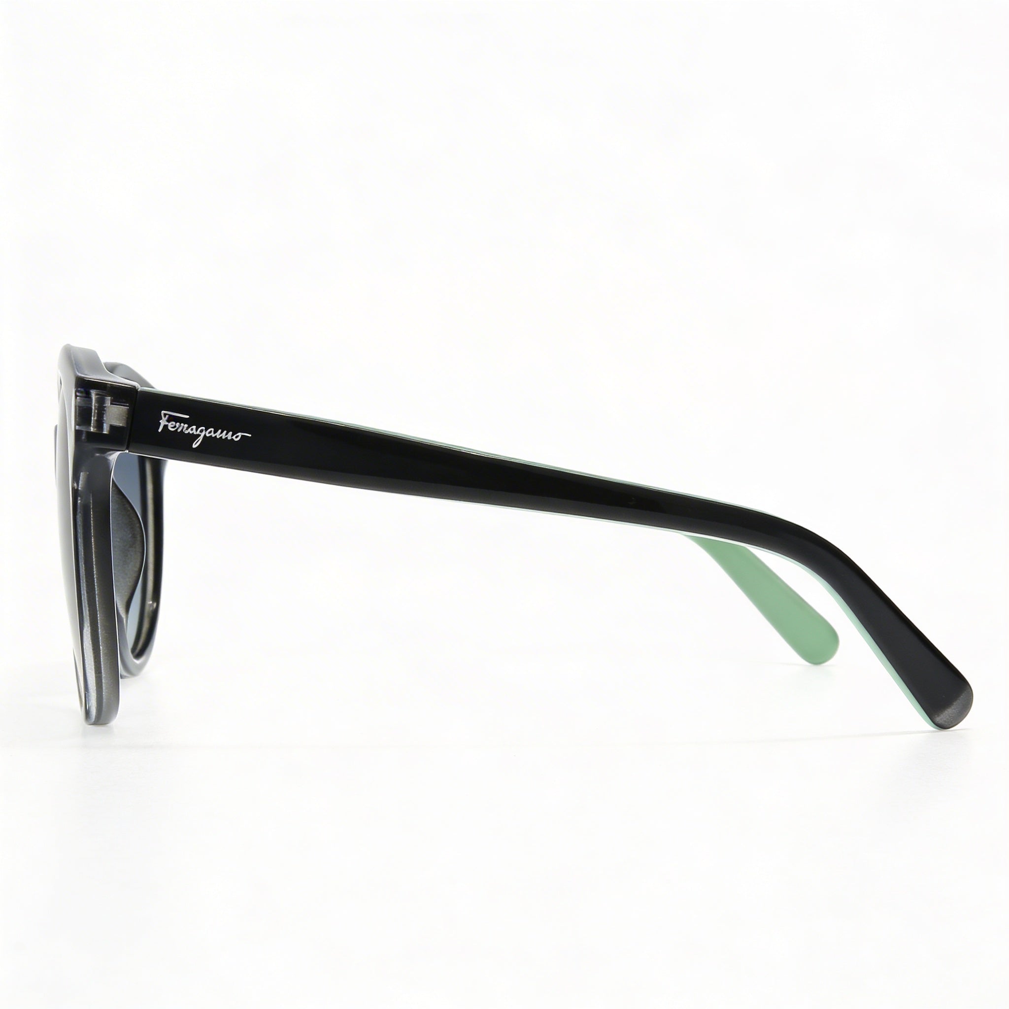 Gafas de sol Ferragamo Classic para mujer, de cristal, negras, verdes, gris degradado, montura de plástico, lentes gris degradado, con protección UV, 53 mm, Photo 3