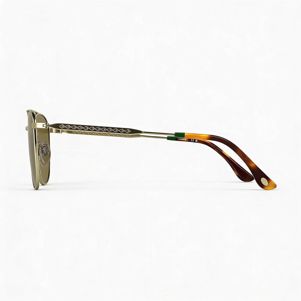 Gafas de sol informales Lacoste de metal dorado para mujer, con montura, color marrón liso, no polarizadas, protección UV, 55 mm