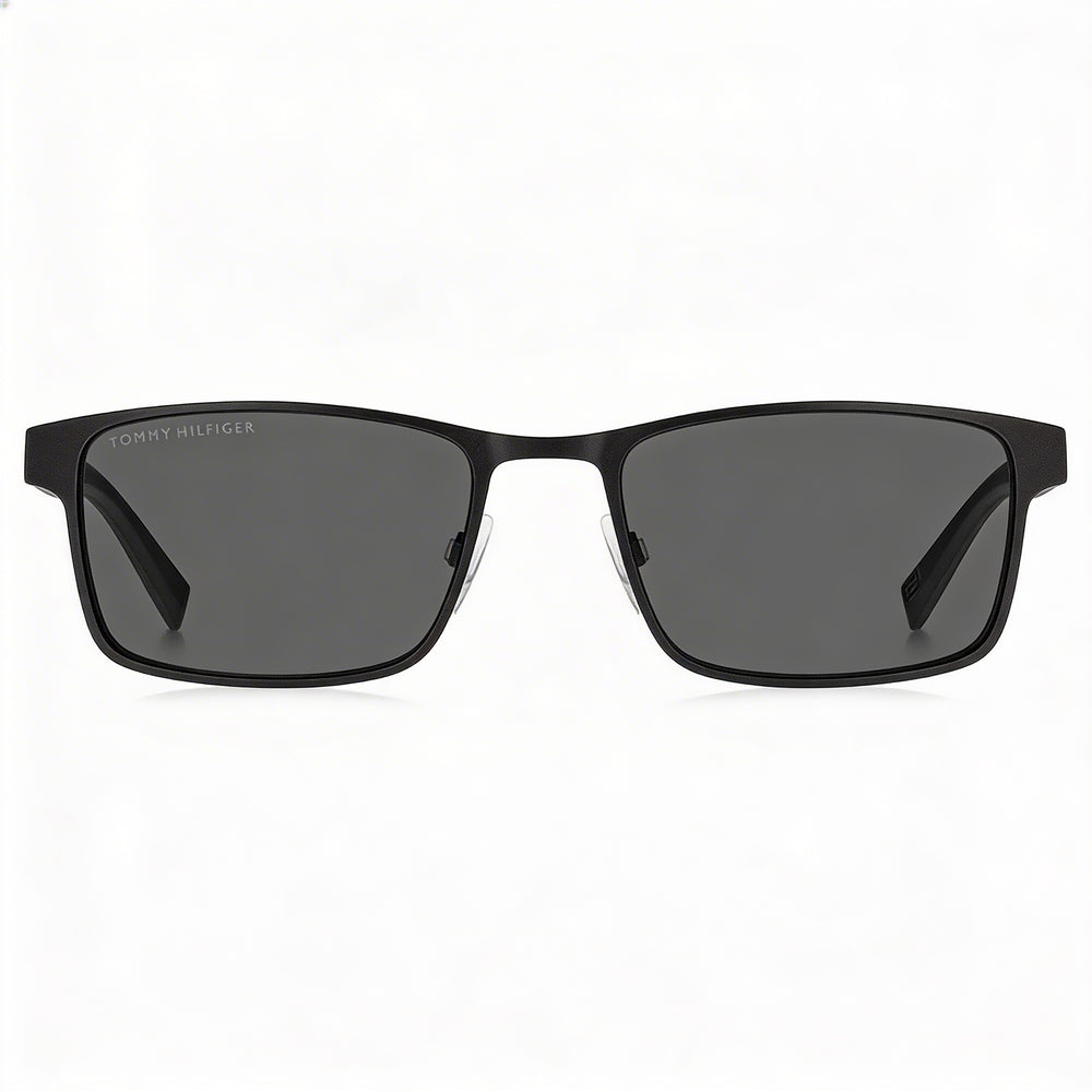 Tommy Hilfiger Contemporary TH 1904/S Matte Black Metal Rectangle Grey Lens UV Protection Non-Polarized Men's Sunglasses 55mm