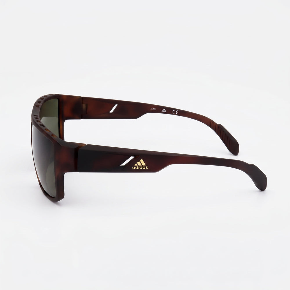 adidas SP0006 Gafas de Sol Rectangulares para Hombre, Montura de Compuesto Marrón Oscuro con Lentes Verdes con Protección UV 57-16-135