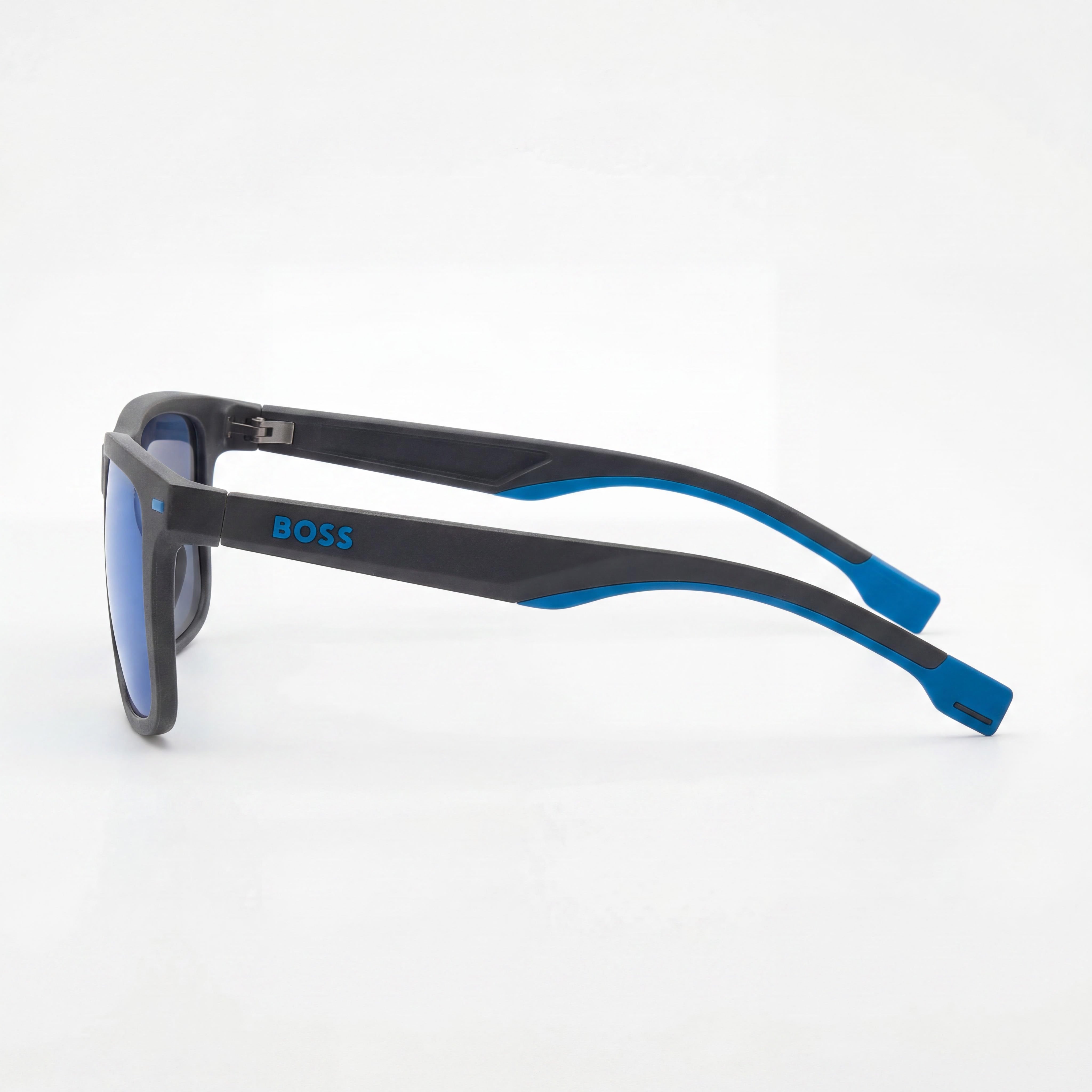 Hugo Boss Casual Men's Eco Polyamide Matte Grey Blue Polycarbonate Blue Mirror UV Protection Sunglasses 59mm, Photo 3