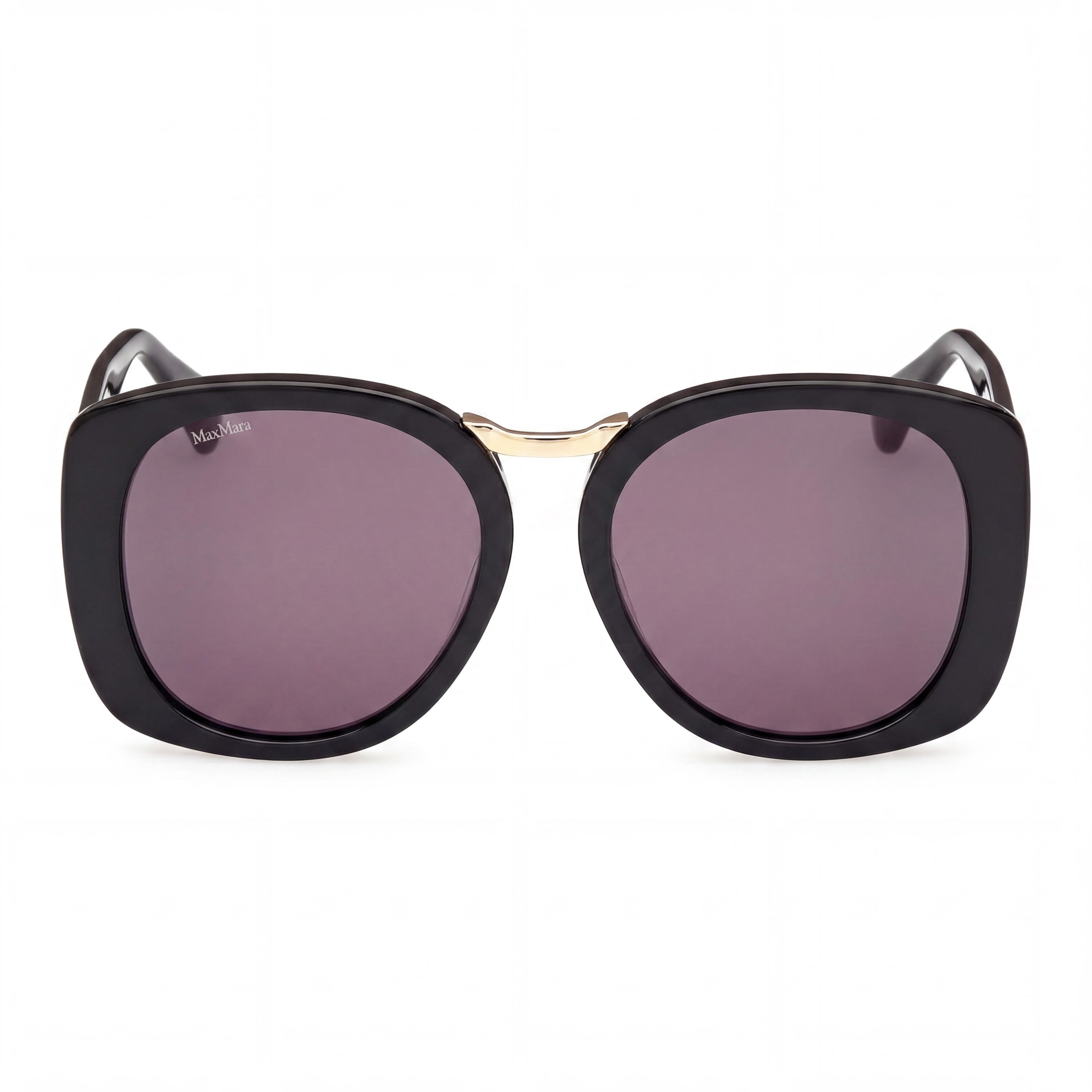 MaxMara Mm0092 Unisex Eyewear with Shiny Black Acetate Frame and Non-Polarized Polycarbonate Lenses 55mm, Photo 2