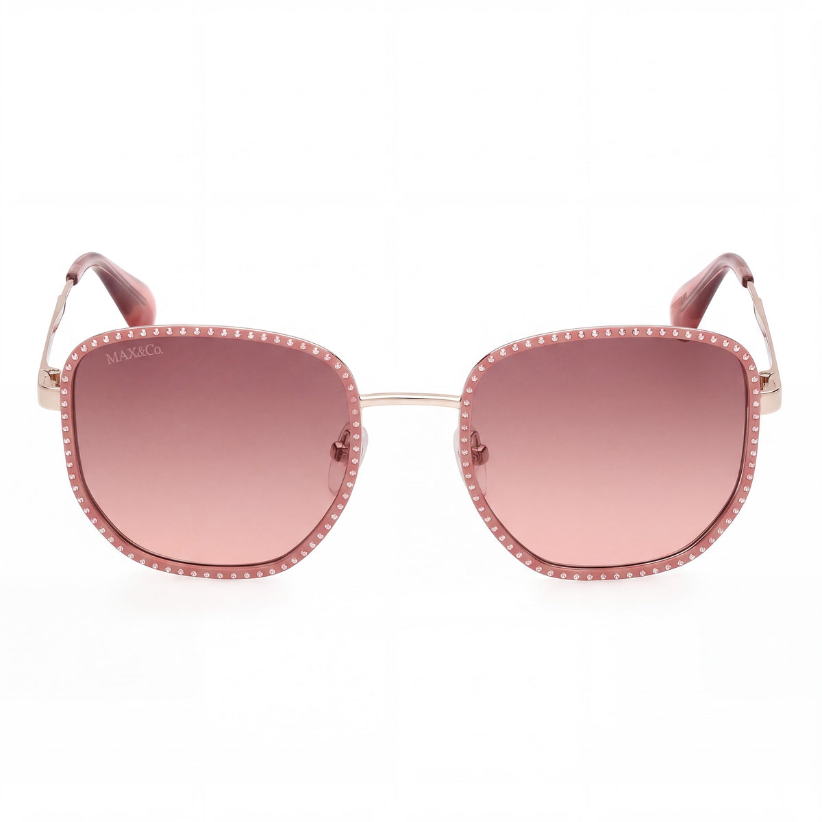 Max & Co. Comtemporary Women's Round Metal Sunglasses with Pink Frame, Ombre Brown Lens 52mm, Photo 2