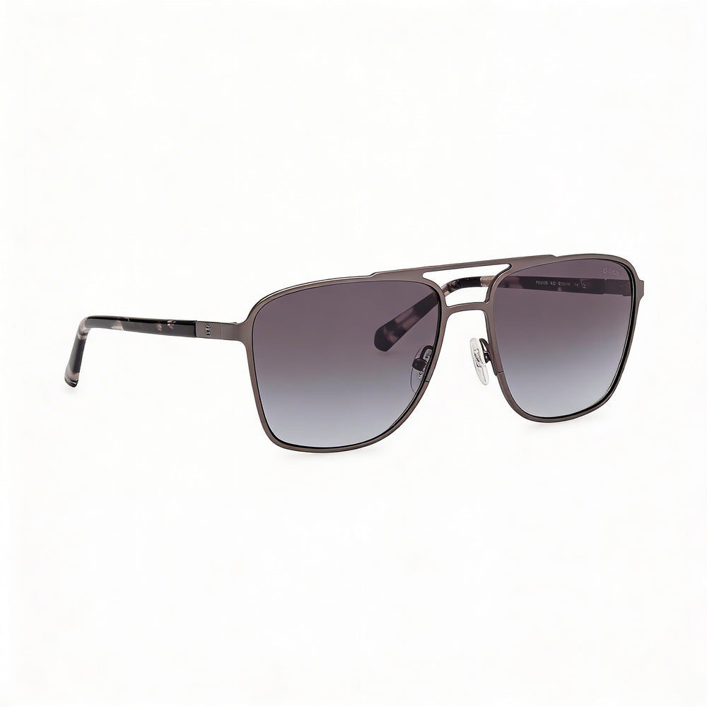 Guess Metal Aviator Sunglasses, Unisex, Shiny Satin Dark Ruthenium Frame, Gradient Smoke Lens, UV 400, 60mm