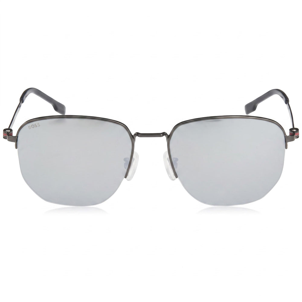 Hugo Boss Men's Boss 1538/F/Sk Acetate Matte Dark Ruthenium Silver Frame Silver Lens UV Protected Sunglasses 57mm