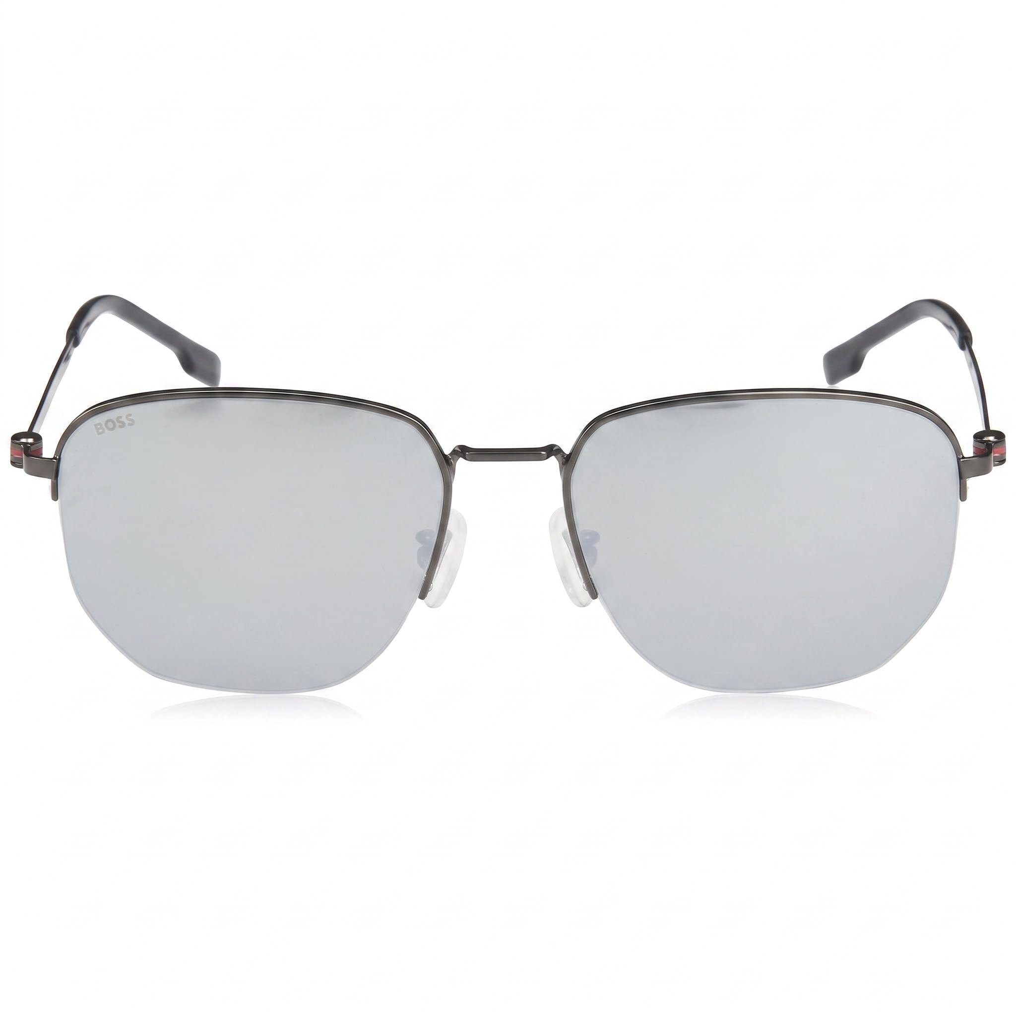 Gafas de sol de hombre Hugo Boss Boss 1538/F/Sk de acetato mate, montura rutenio oscuro/plateado, lentes plateadas con protección UV, 57 mm, Photo 2