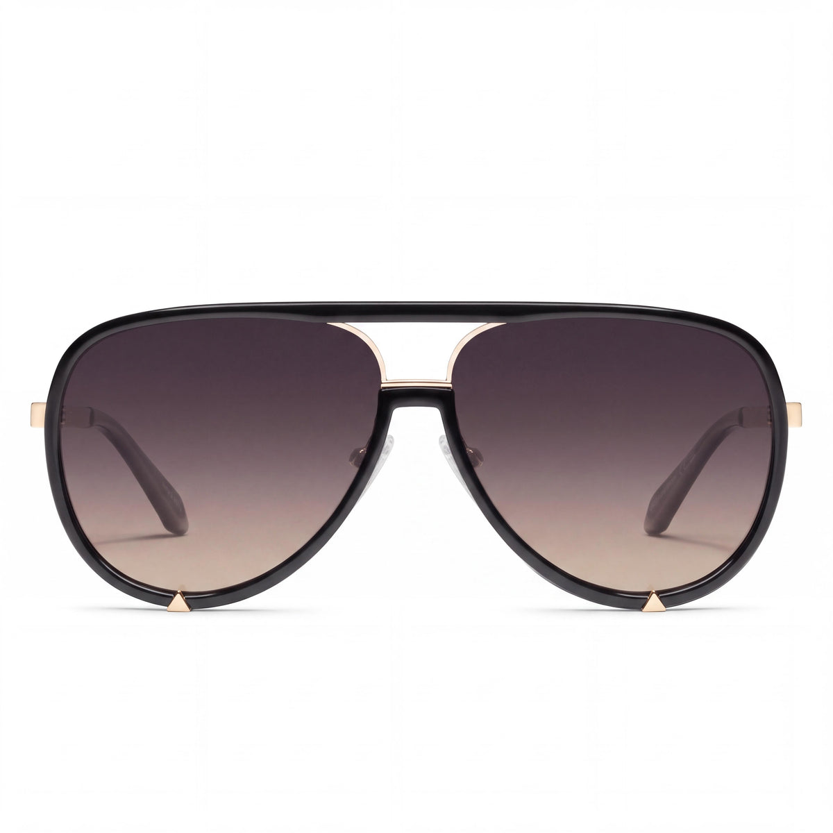 QUAY AUSTRALIA High Profile Women's Black Gold Smoke Taupe Combination Frame Polarized UV Protected Sunglasses 60mm, Photo 2