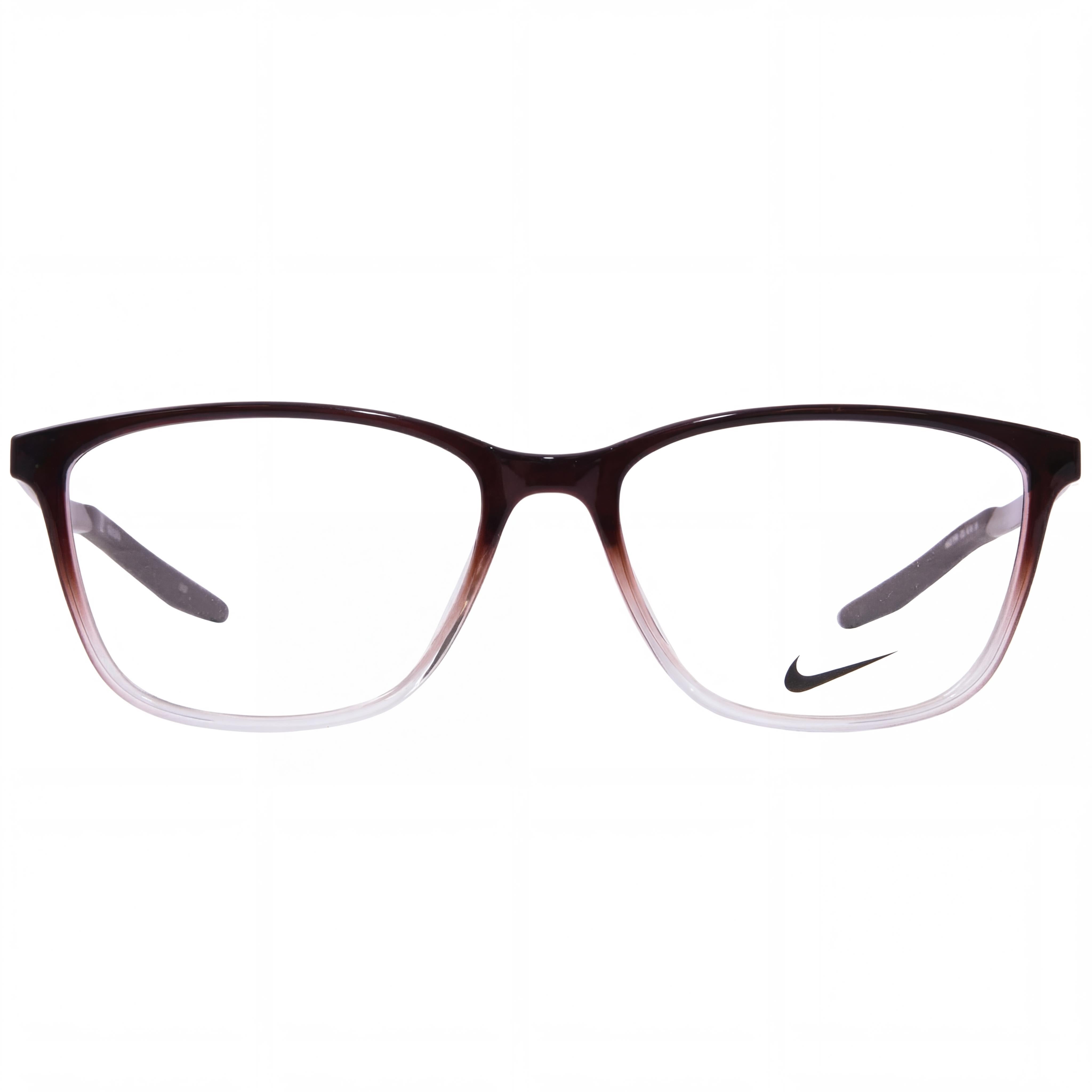 Monturas ópticas Nike 7284 de plástico con montura completa y diseño ojo de gato para mujer, color marrón basalto transparente degradado, talla 54-16-145, Photo 2