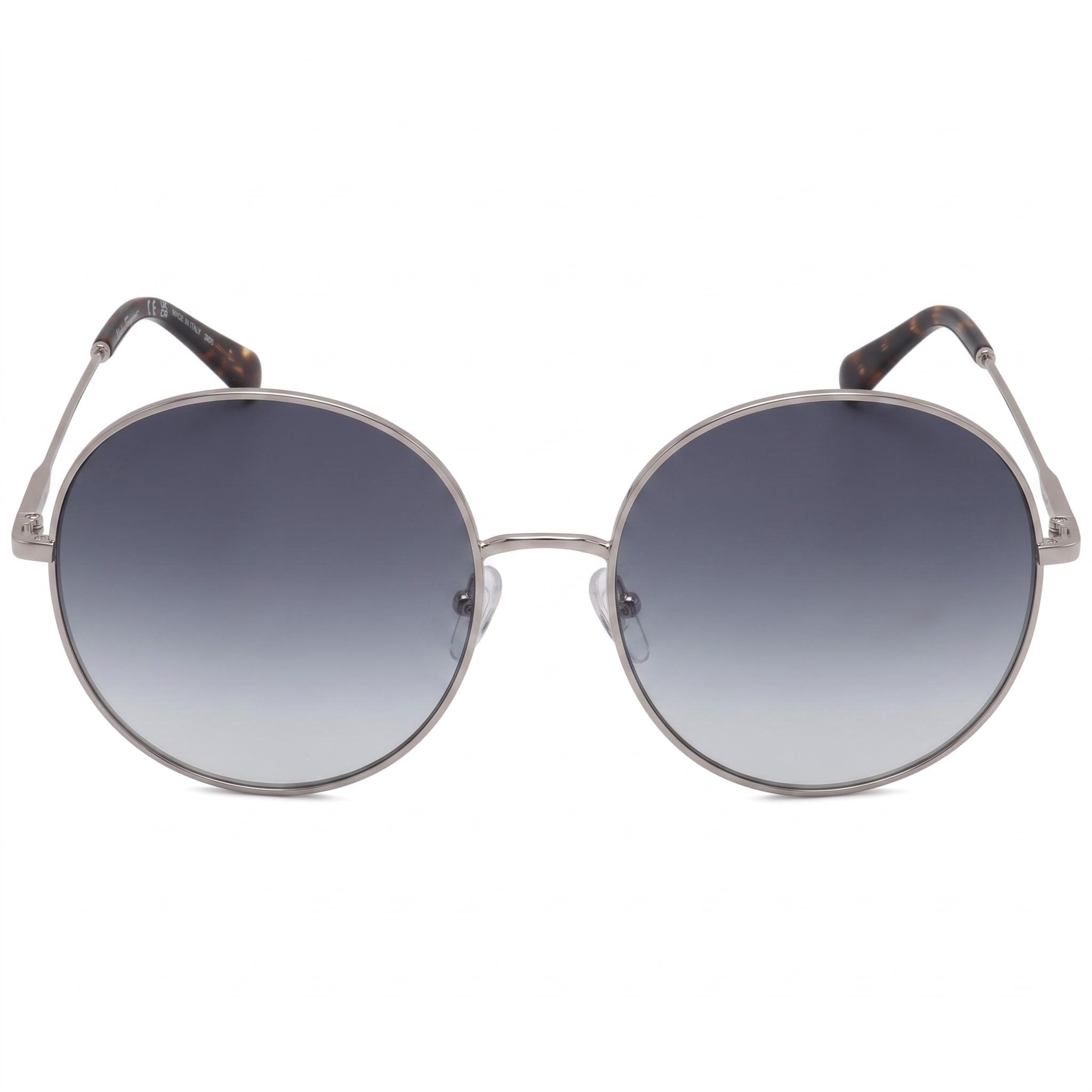 Gafas de sol Salvatore Ferragamo clásicas para mujer, con montura de metal plateado, micas de 60 mm con degradado de humo, protección UV, no polarizadas, Photo 2