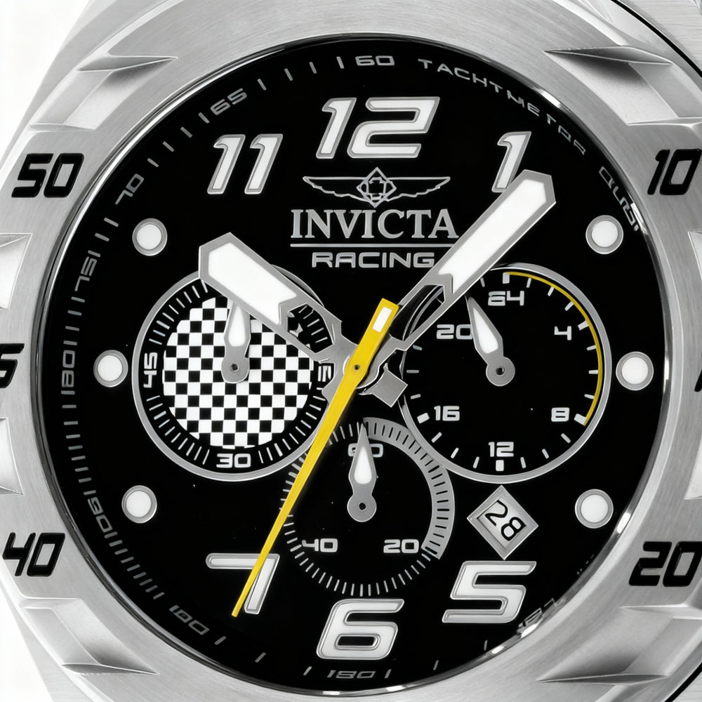 Reloj Invicta Racing 47201 de cuarzo, acero inoxidable plateado, 48 mm, esfera gris y correa de pulsera.