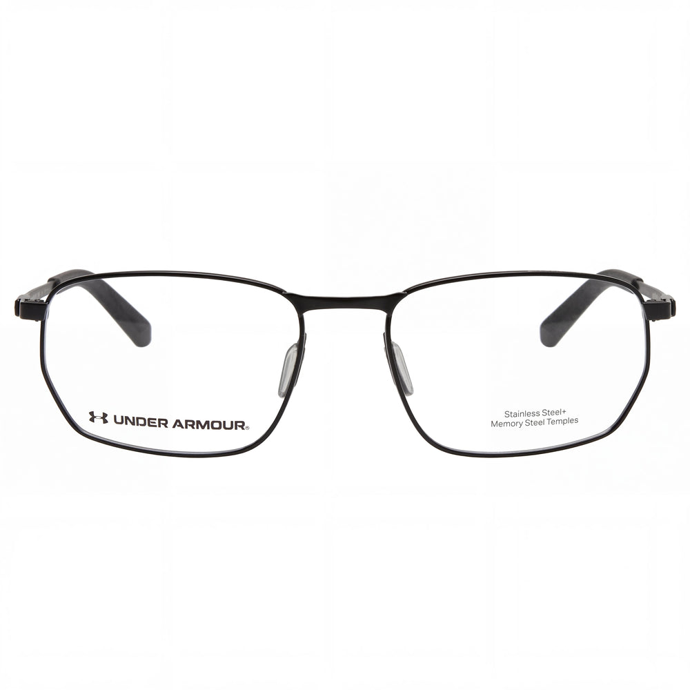 Gafas temporales para hombre Under Armour, montura de acero inoxidable, lentes de policarbonato, negro mate, tamaño 55-18-140 mm