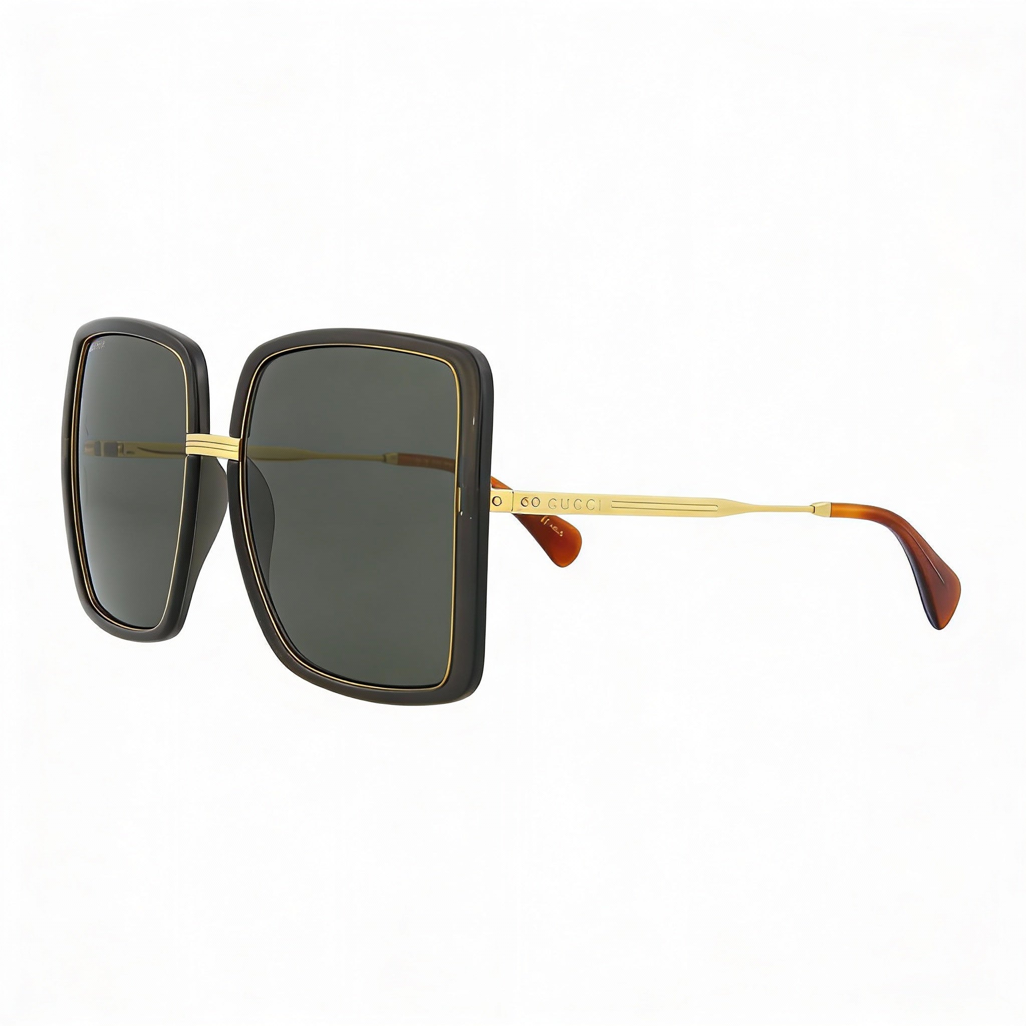 Gafas de sol Gucci Gg0903s-001 para mujer, cuadradas, de plástico gris transparente, con lentes gris-doradas-grises, protección UV, sin polarizar, 60 mm, Photo 3