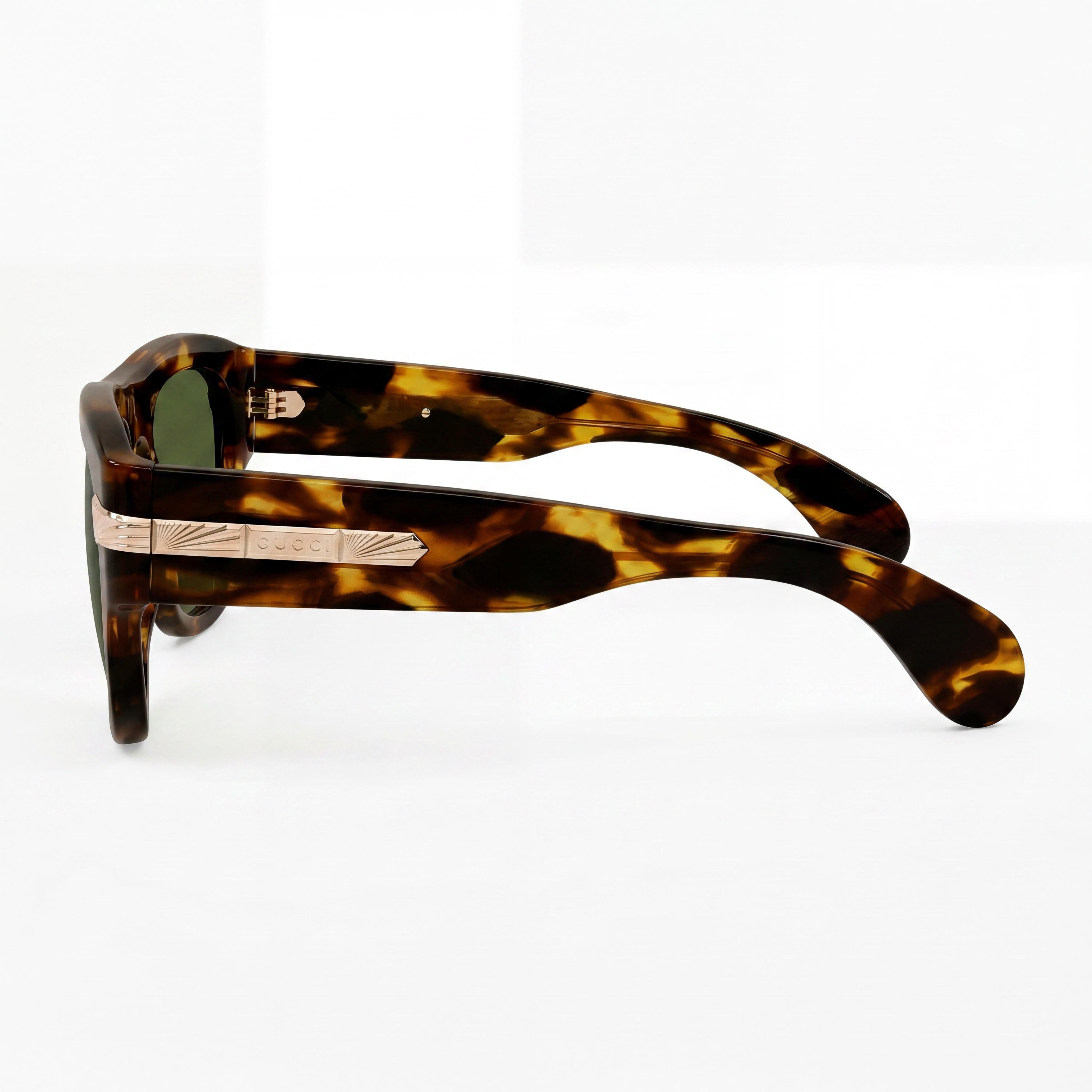 Gucci Model Casual Men's Sunglasses with Acetate Havana Frame and VERDE Lenses, 54mm Lens Width, Photo 3