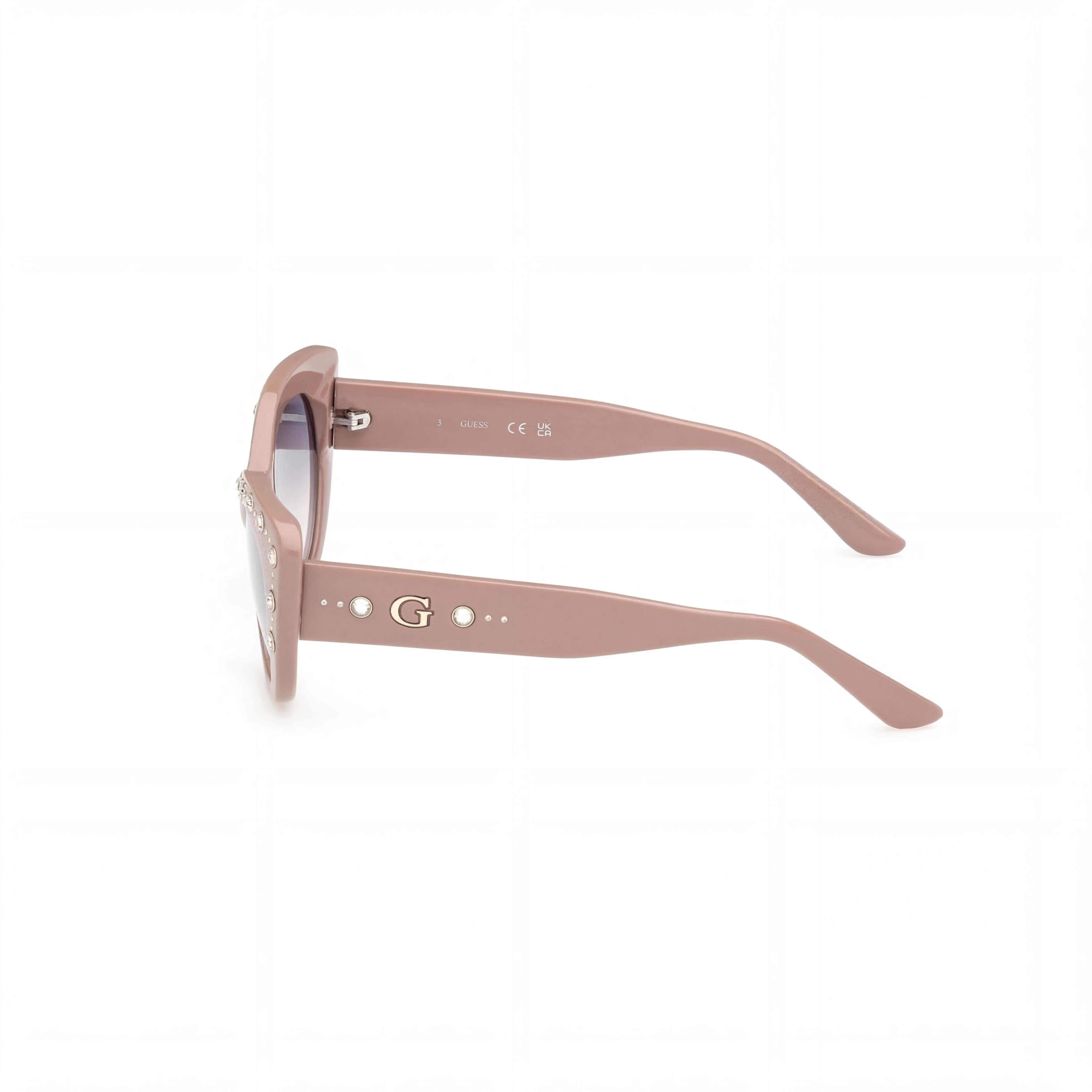 GUESS Gu00163 Unisex Cat Eye Shiny Beige Plastic Frame Sunglasses Gradient Blue Lenses 54mm UV Protected, Photo 3