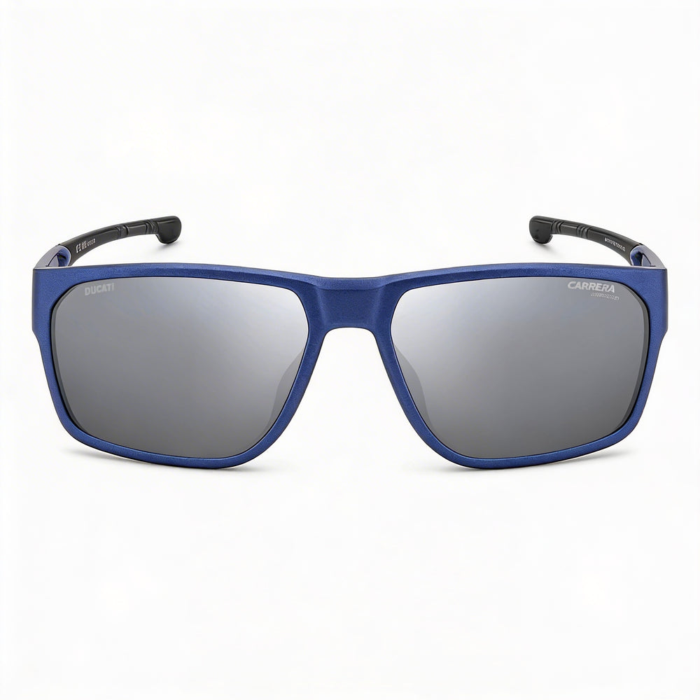 Carrera Ducati Gafas de sol de poliamida elegante para hombre en azul y gris metalizado, lentes metalizadas azules, protección UV 59 mm
