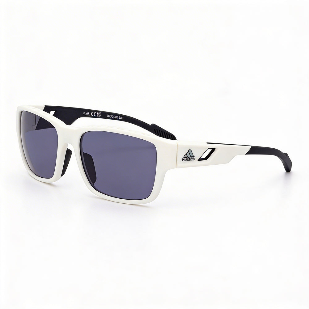 Gafas de sol adidas Sp0069 para hombre con montura inyectada, montura blanca ahumada y lentes ahumadas, 61 mm