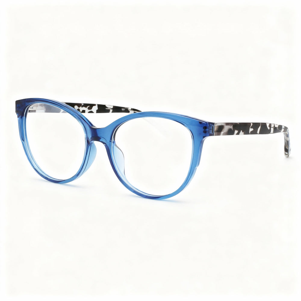 MCALLISTER Mc4511 Men’s Blue Crystal Metal Cat Eye Frame with Polarized Clear Lenses 54-17-140