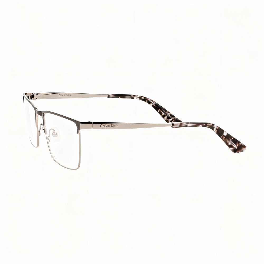 Gafas unisex Calvin Klein CK22102 de metal con montura completa, rectangulares, graduadas, color negro metalizado, 57-17-145 mm