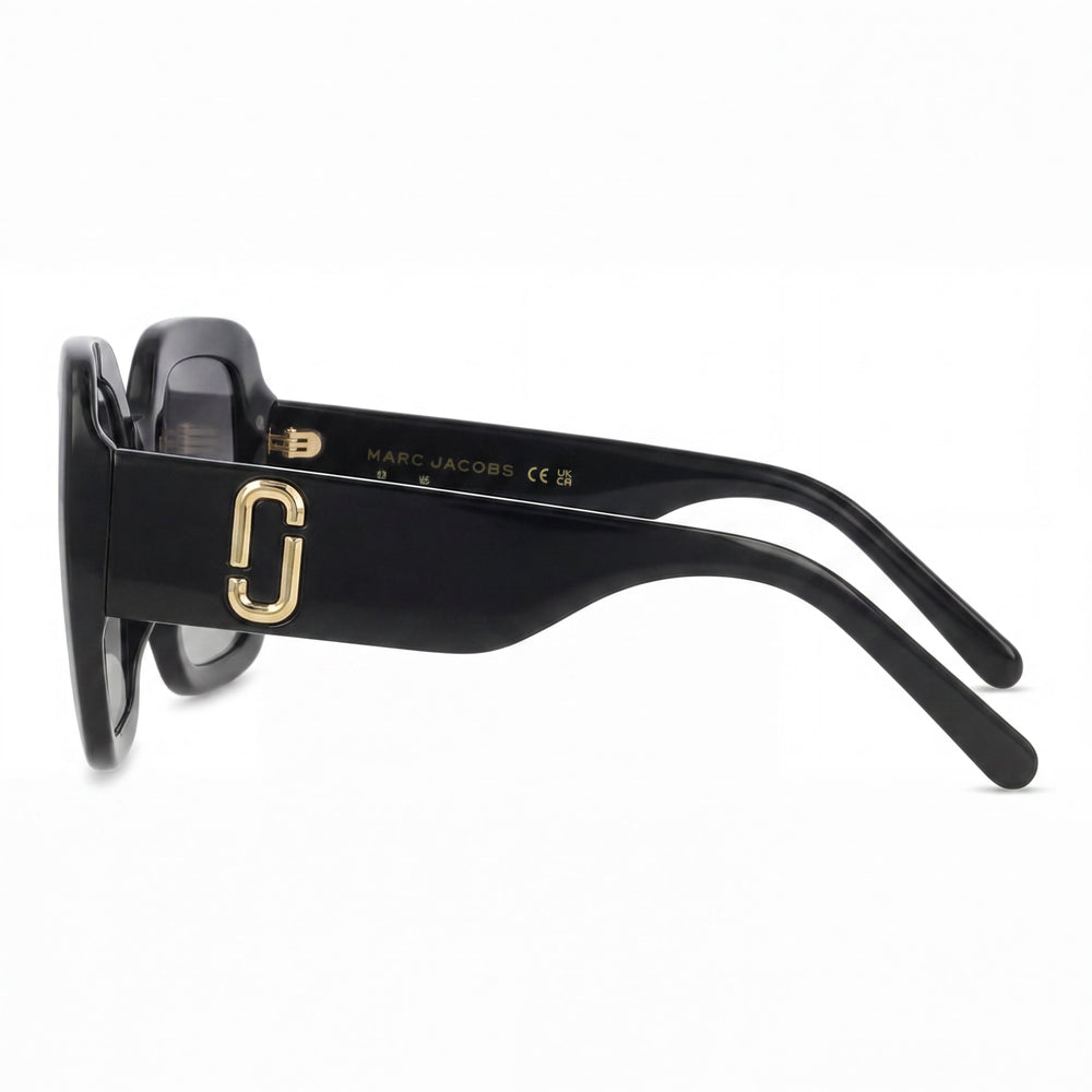 Gafas de sol Marc Jacobs cuadradas para mujer, de plástico negro, con lentes gris degradado, sin polarizar y con protección 100% UV, 53 mm