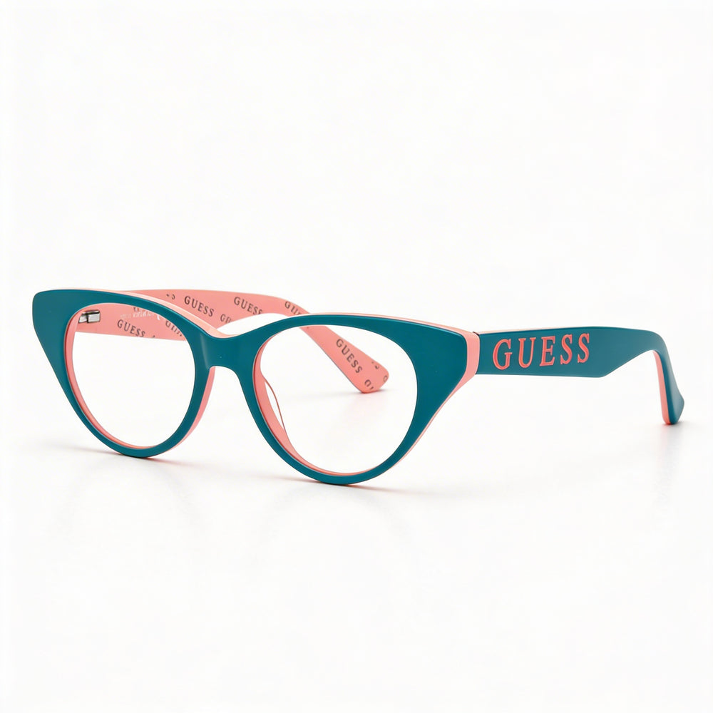 GUESS Gu9192 Women's Cat Eye Eyewear, Turquoise Plastic Frame, Clear Lenses, 47mm Lens Width