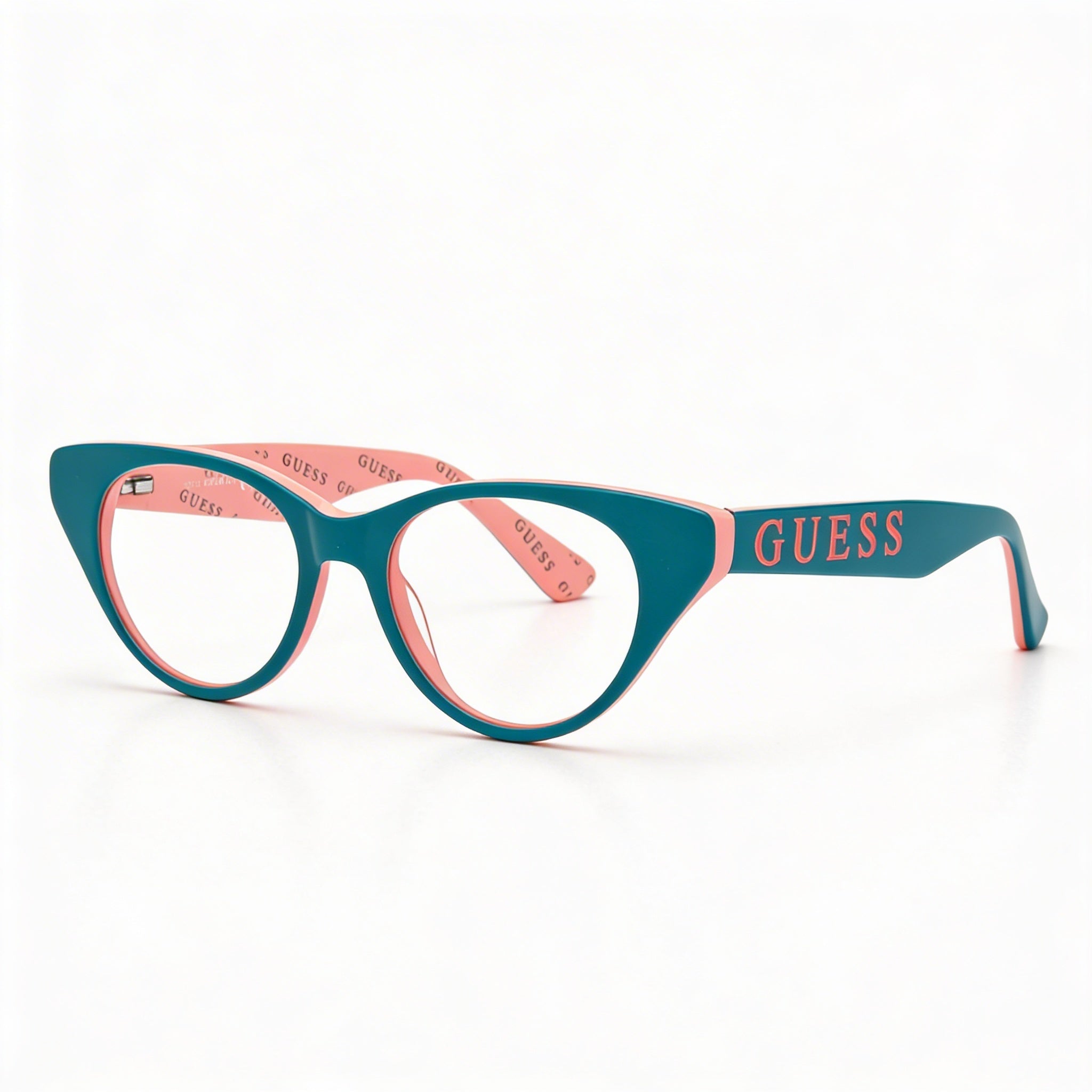 GUESS Gu9192 Women's Cat Eye Eyewear, Turquoise Plastic Frame, Clear Lenses, 47mm Lens Width, Photo 3