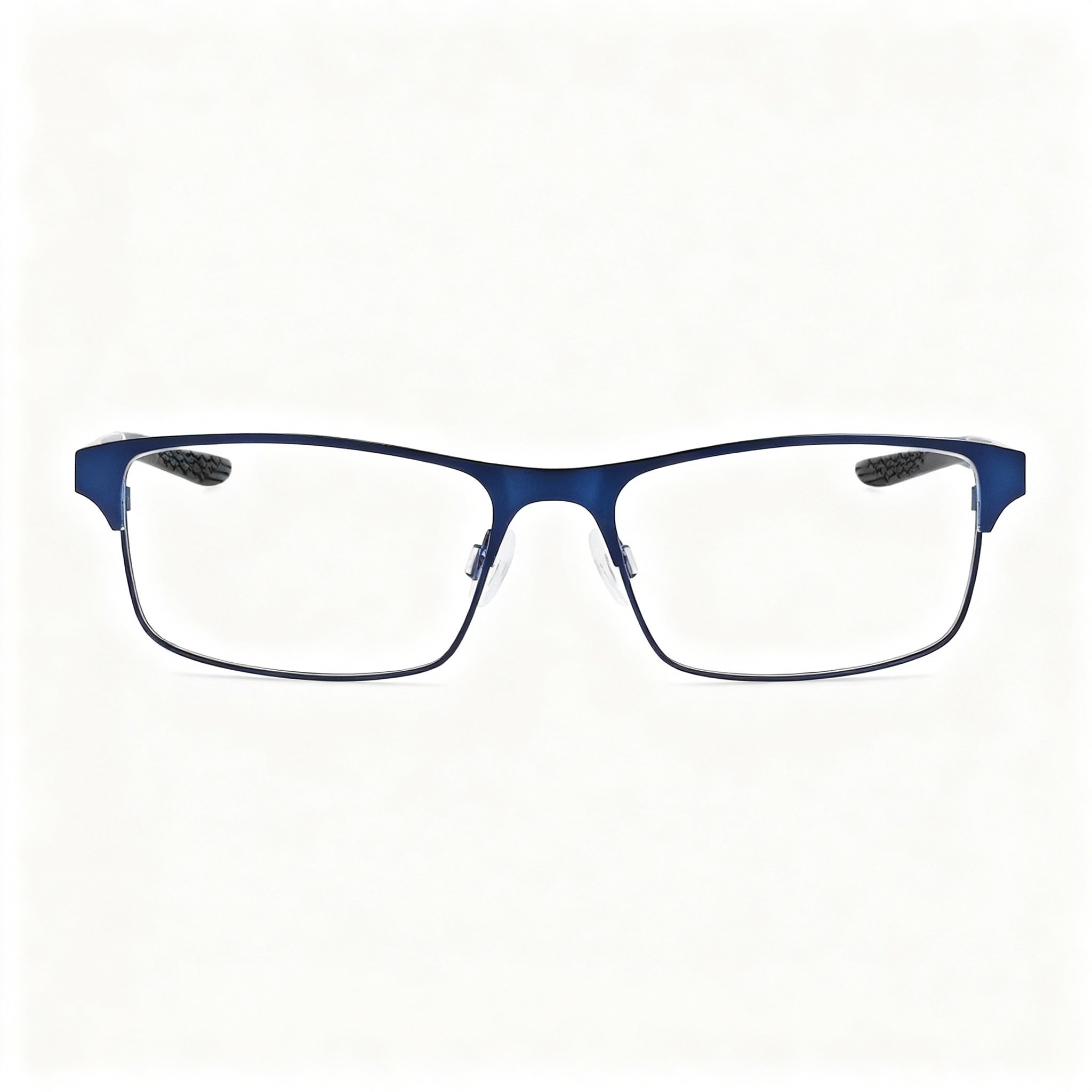 Nike 8046 Modern Unisex Metal Full Rim Rectangle Eyeglasses, Satin Navy Black, Clear Polycarbonate, 54mm, Photo 3