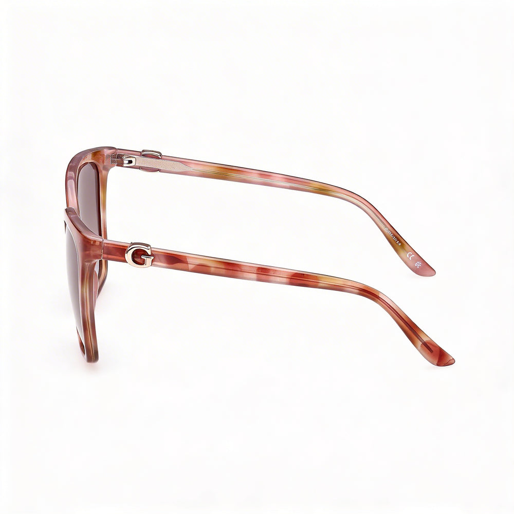 GUESS Contemporary Women's 100% UV Plastic Sunglasses, Light Brown Avana Frame, Gradient Brown Lenses, 56mm