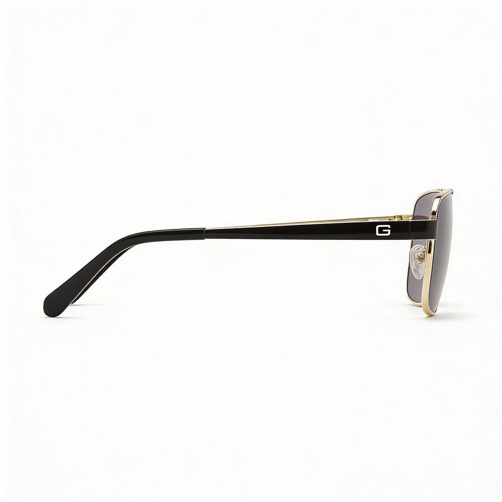 GUESS Contemporary Men's Shiny Gold Olive Gradient Metal Gradient Brown Grey Mirrored 100% UV Sunglasses 58mm