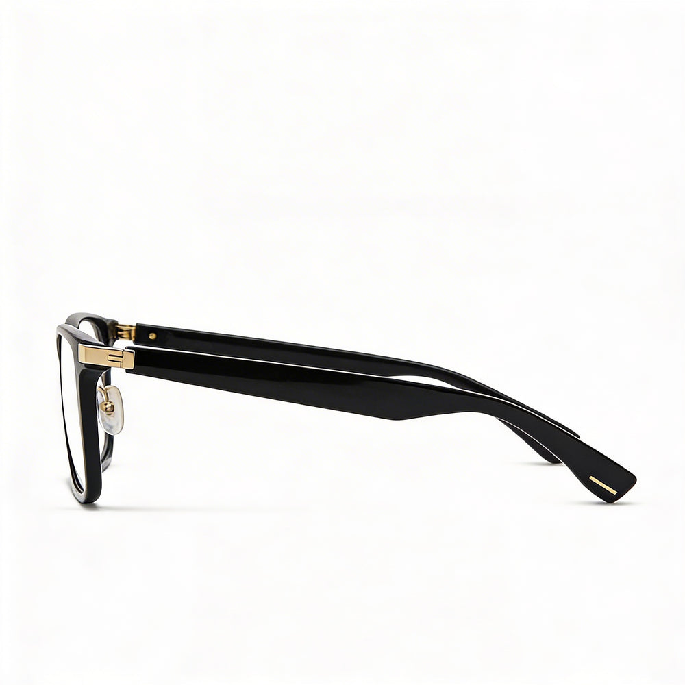 Hugo Boss Audio Systems Boss 1408/F Unisex Square Plastic Full Rim Eyewear Black Gold Lens Width 54mm