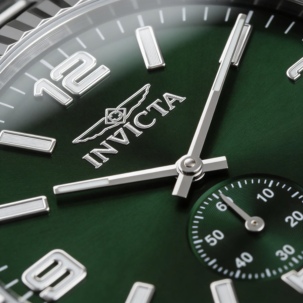 Invicta Specialty 49358 Men's Silver Stainless Steel Quartz Wrist Watch with Green Dial, 43mm