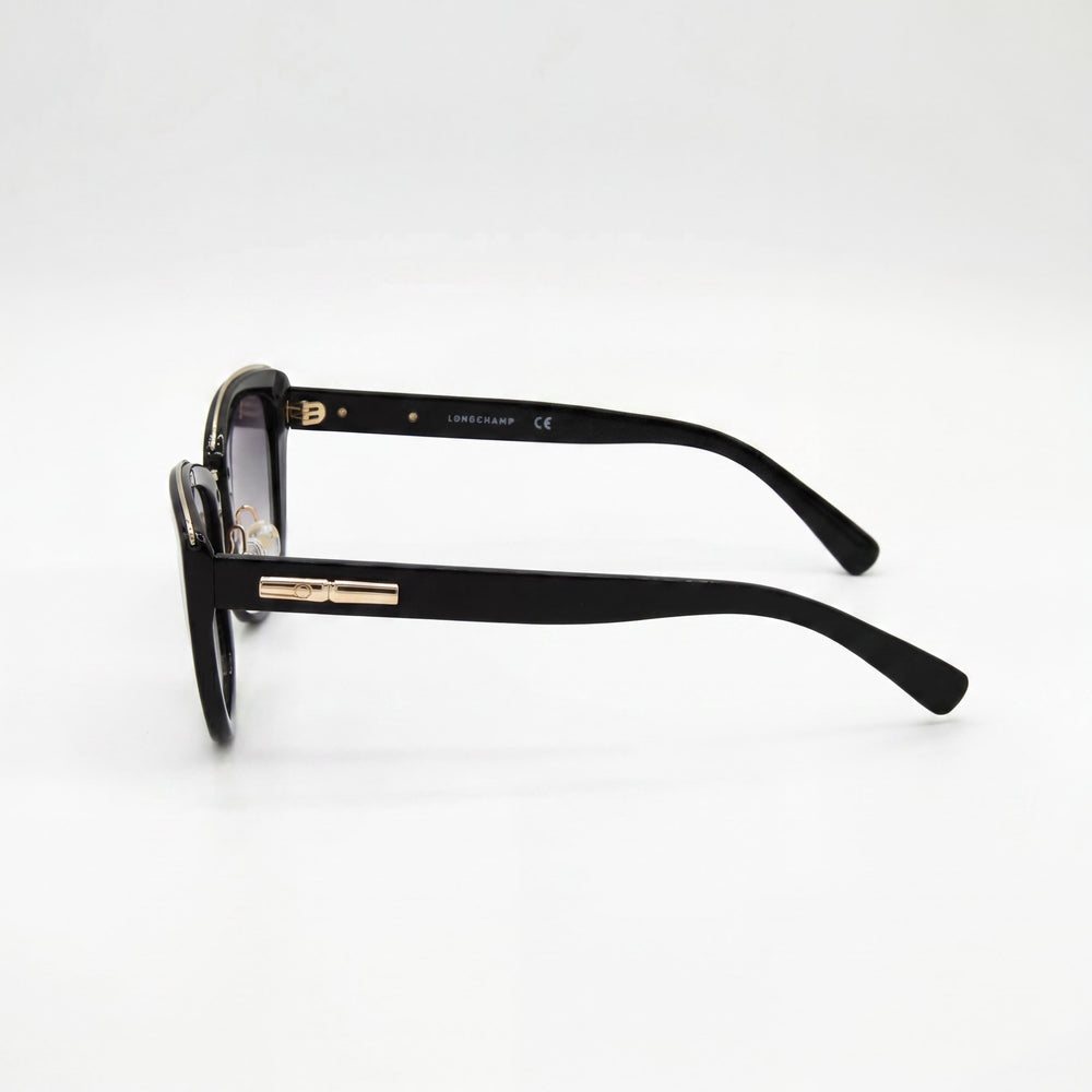 Longchamp Gafas de sol casuales para mujer, policarbonato, negro, blanco, estilo ojo de gato, montura completa, degradado, azul claro, 53 mm
