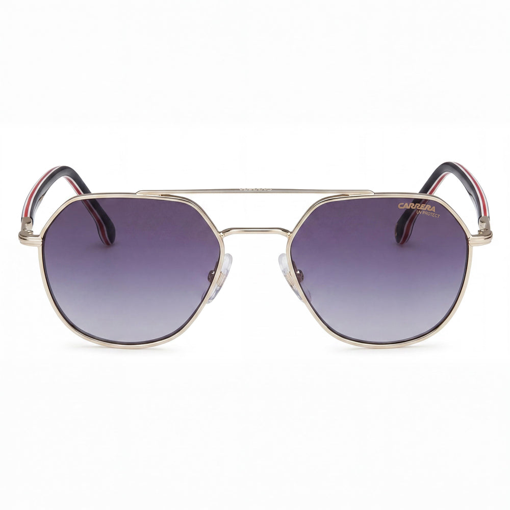 Gafas de sol unisex modernas Carrera 303/s de acero inoxidable, con rayas doradas y negras, protección UV, 53 mm
