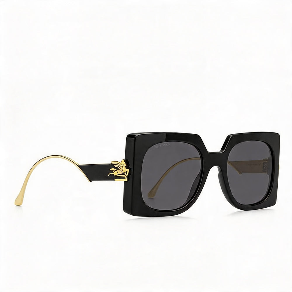 Etro Classic Women's Sunglasses, Acetate Frame in Black Grey, Black Non-Polarized Lenses 54mm