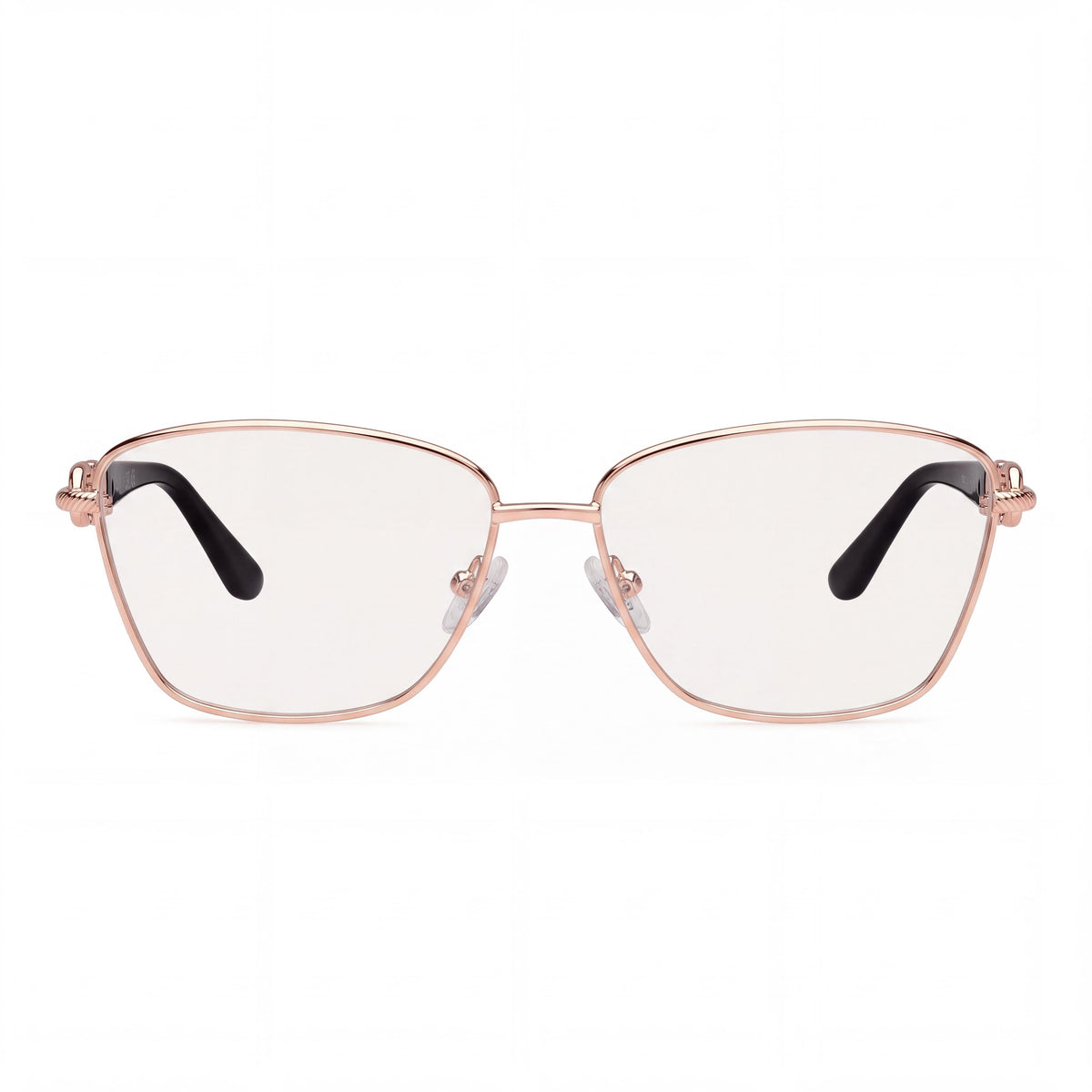 GUESS Gu50179 Gafas de metal para mujer con lentes de policarbonato, acabado en oro rosa y negro, 57 mm, Photo 2