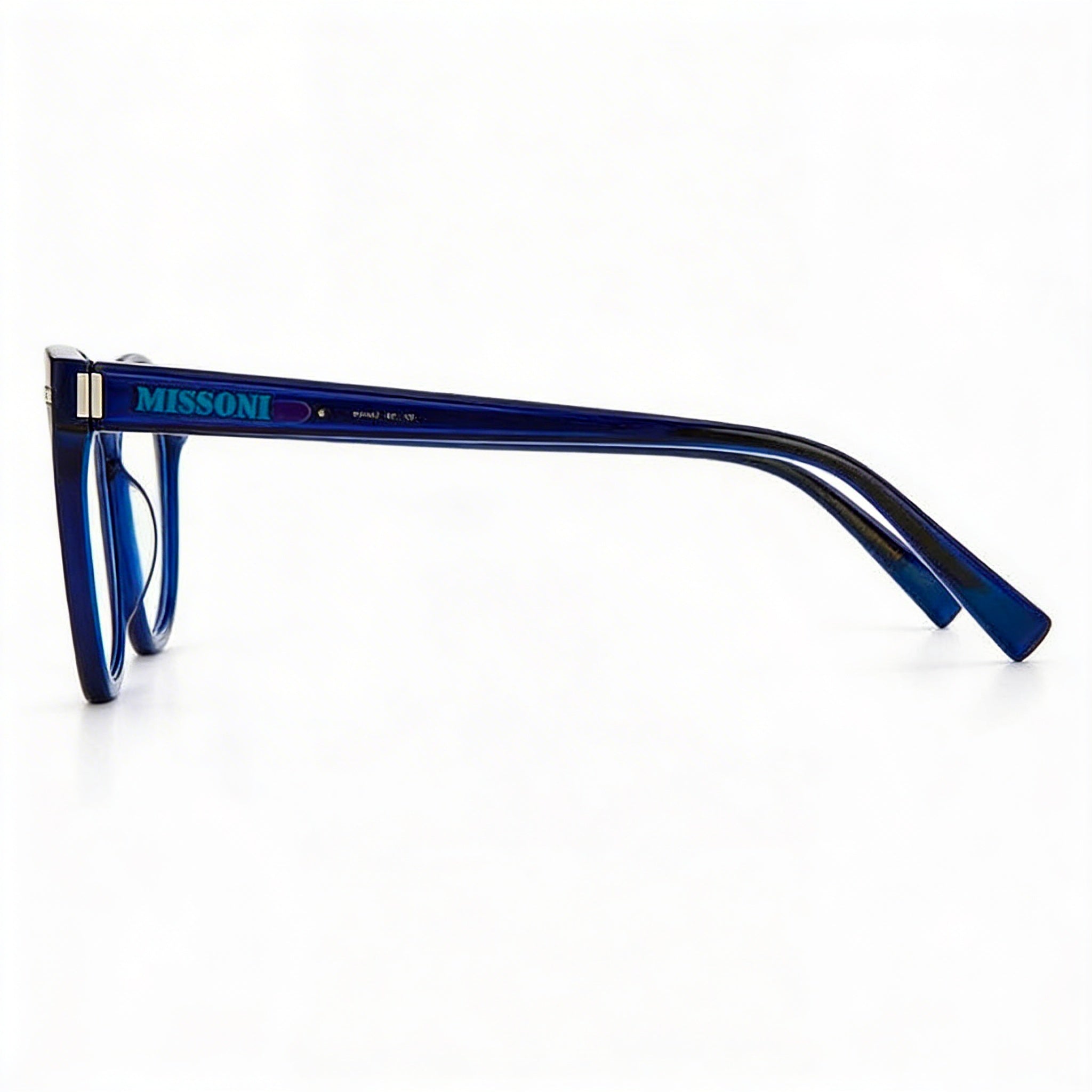 Missoni Modern Eyeglasses with a Transparent Blue Acetate Frame and Polycarbonate Lenses 52mm, Photo 3