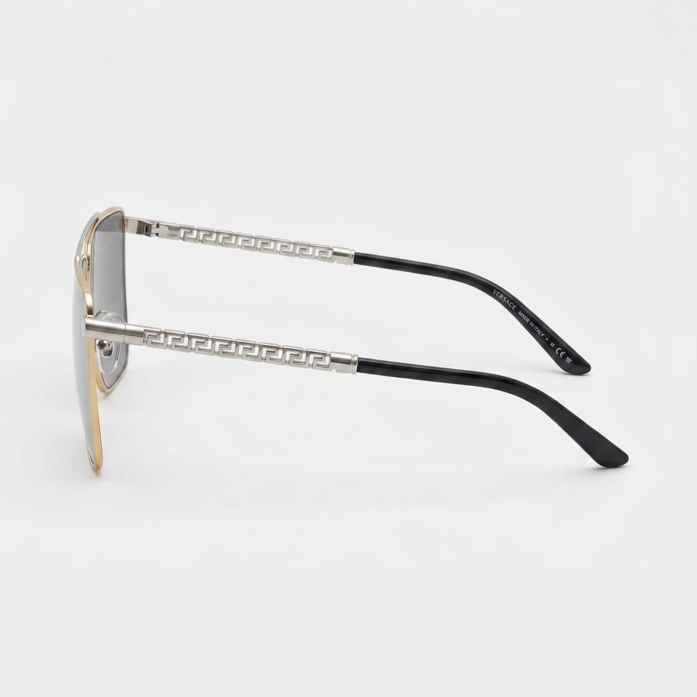 Gafas de sol unisex contemporáneas Versace de metal multicolor con espejo plateado y protección UV de 64 mm