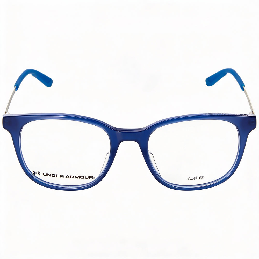 Gafas unisex modernas Under Armour con montura de acetato y lentes de policarbonato, azul cristal, 51 mm